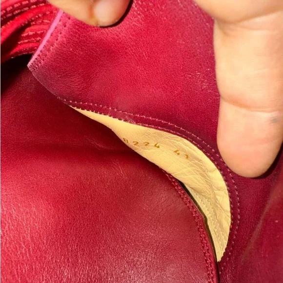 Versace Burgundy Leather Heeled Boots - Picture 6 of 12